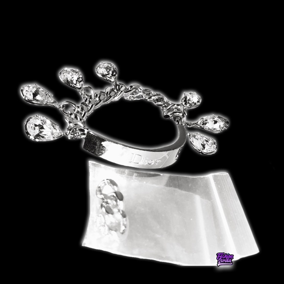 Dior Vintage By Galliano Y2K Crystal Charm Embellished Logo ID Gambler Bracelet - Picture 11 of 16